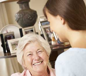 Care home staff and resident