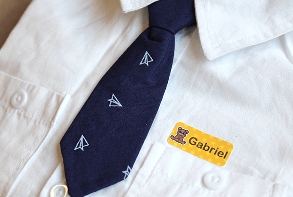 School uniform labelled with My Nametags iron-on labels