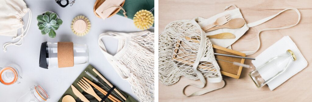 Flat lay of eco-friendly accessories