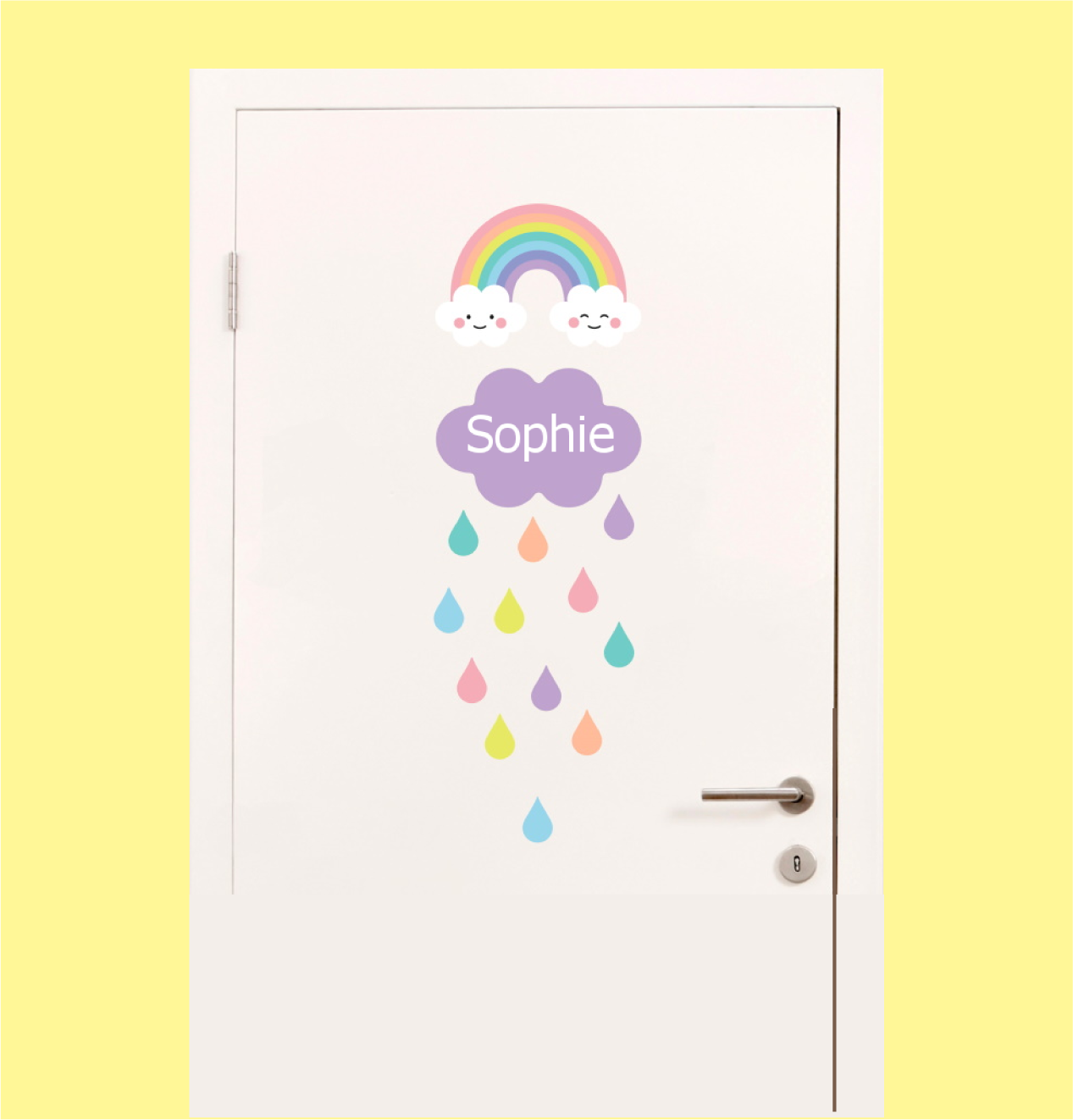 A decorative door sticker on a white door